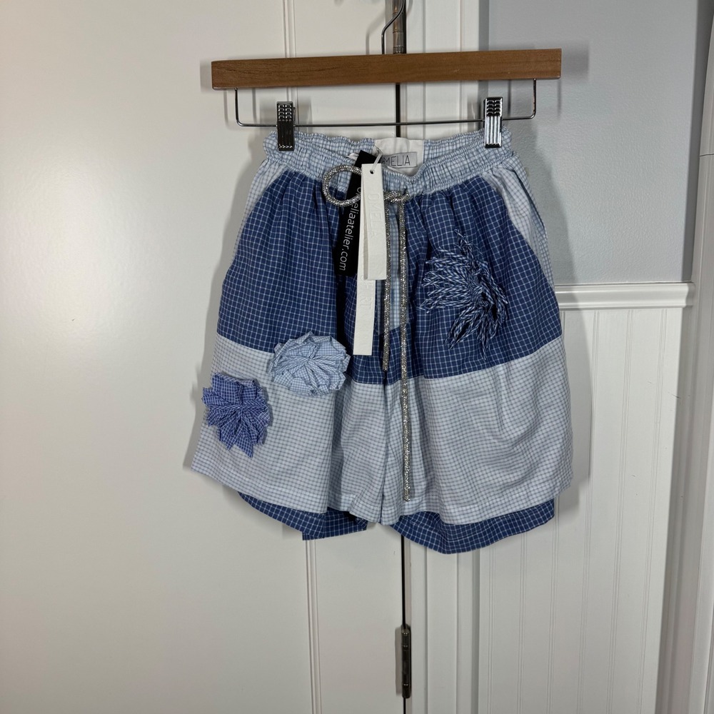 Omelia Atelier Blue Gingham Redesigned Shirt Shorts XS Made in Ukraine Artsy